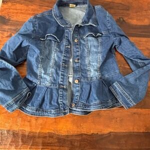 Nina Rossi Women's Peplum Denim Jacket Blue Size L Casual Long Sleeve